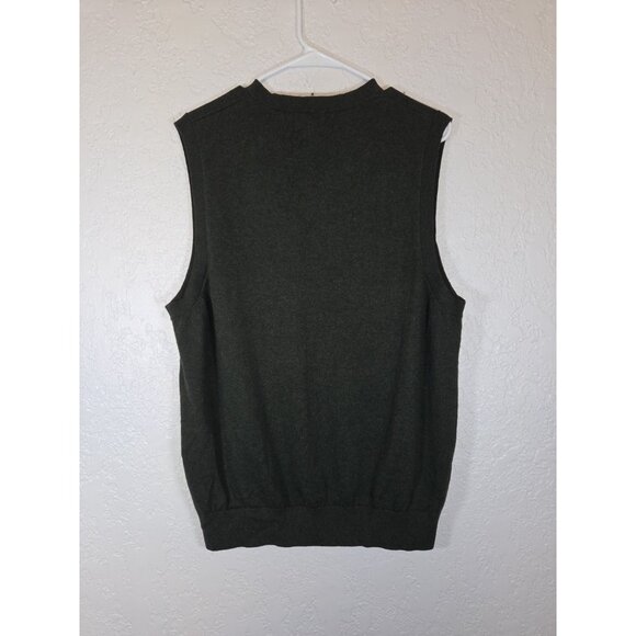 Vintage LL Bean Men's Wool Blend Sweater Vest Large Green Preppy V-Neck Pullover - Picture 3 of 4